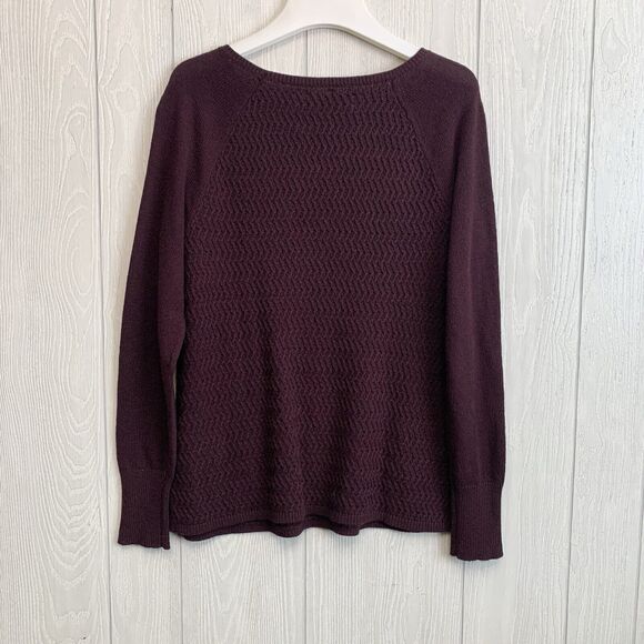 LOFT Dark Purple Long Sleeve Pullover Sweater Small NWT - Picture 4 of 4